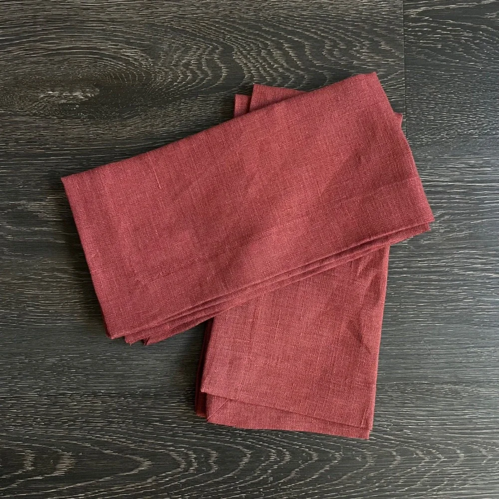 Pottery Barn Set of 2 Belgian Flax Linen Napkins Terra Cotta Cottagecore Rustic